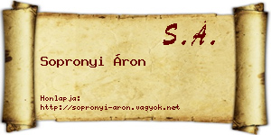 Sopronyi Áron névjegykártya